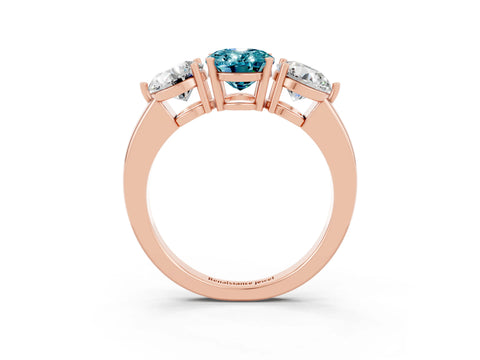 Rose gold Oval Cut Blue Topaz Three-Stone Ring with Prong Setting and Classic Band_3