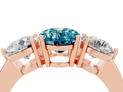 Rose gold Oval Cut Blue Topaz Three-Stone Ring with Prong Setting and Classic Band_4