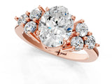 Rose gold Oval Cut Brilliant Diamond Cluster Accent Solitaire Ring with Prong Setting_16