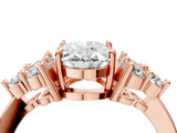 Rose gold Oval Cut Brilliant Diamond Cluster Accent Solitaire Ring with Prong Setting_19