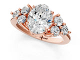 Rose gold Oval Cut Brilliant Diamond Cluster Accent Solitaire Ring with Prong Setting_4