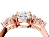 Rose gold Oval Cut Brilliant Diamond Cluster Accent Solitaire Ring with Prong Setting_7