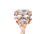 Rose gold Oval Cut Brilliant Diamond Cluster Accent Solitaire Ring with Prong Setting_8