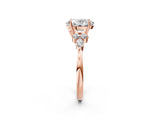 Rose gold Oval Cut Brilliant Diamond Solitaire Ring with Pear Side Stones and Four-Prong Setting_5