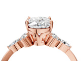 Rose gold Oval Cut Brilliant Diamond Solitaire Ring with Pear Side Stones and Four-Prong Setting_7
