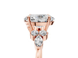 Rose gold Oval Cut Brilliant Diamond Solitaire Ring with Pear Side Stones and Four-Prong Setting_8