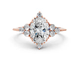 Rose gold Oval Cut Brilliant Diamond with Cluster Setting on a Beaded Band and Four-Prong Setting_3