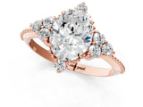 Rose gold Oval Cut Brilliant Diamond with Cluster Setting on a Beaded Band and Four-Prong Setting_4