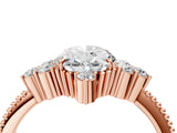 Rose gold Oval Cut Brilliant Diamond with Cluster Setting on a Beaded Band and Four-Prong Setting_7