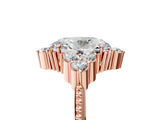 Rose gold Oval Cut Brilliant Diamond with Cluster Setting on a Beaded Band and Four-Prong Setting_8