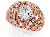 Rose gold Oval Cut Brilliant Halo Pave Diamond Milgrain Ring_10