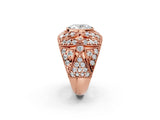 Rose gold Oval Cut Brilliant Halo Pave Diamond Milgrain Ring_11
