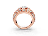 Rose gold Oval Cut Brilliant Halo Pave Diamond Milgrain Ring_12