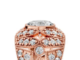 Rose gold Oval Cut Brilliant Halo Pave Diamond Milgrain Ring_14