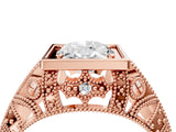 Rose gold Oval Cut Brilliant Milgrain Filigree Diamond Ring with Square Prong Setting_17