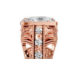 Rose gold Oval Cut Brilliant Milgrain Filigree Diamond Ring with Square Prong Setting_18