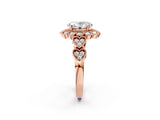 Rose gold Oval Cut Brilliant Milgrain Pave Heart Band Solitaire Ring_5