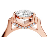 Rose gold Oval Cut Brilliant Solitaire Diamond Ring with Channel Set Band and Bar Prong Setting_12