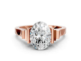 Rose gold Oval Cut Brilliant Solitaire Diamond Ring with Channel Set Band and Bar Prong Setting_8