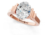 Rose gold Oval Cut Brilliant Solitaire Diamond Ring with Channel Set Band and Bar Prong Setting_9