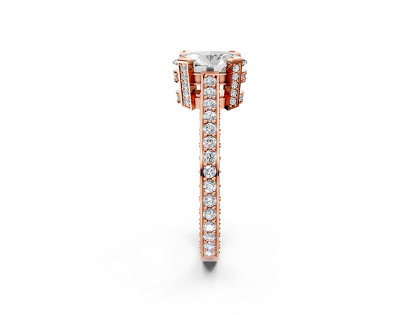 Rose gold Oval Cut Brilliant Split Shank Pave Solitaire Ring with Four-Prong Setting