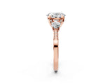 Rose gold Oval Cut Brilliant Three-Stone Diamond Ring with Pavé Band and Four-Prong Setting_5