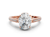 Rose gold Oval Cut Cathedral Pave Diamond Engagement Ring with Six-Prong Setting_31
