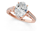 Rose gold Oval Cut Cathedral Pave Diamond Engagement Ring with Six-Prong Setting_32