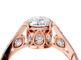 Rose gold Oval Cut Cathedral Pave Diamond Engagement Ring with Six-Prong Setting_35