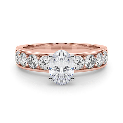Rose gold Oval Cut Channel Set Diamond Engagement Ring with Four-Prong Setting 1