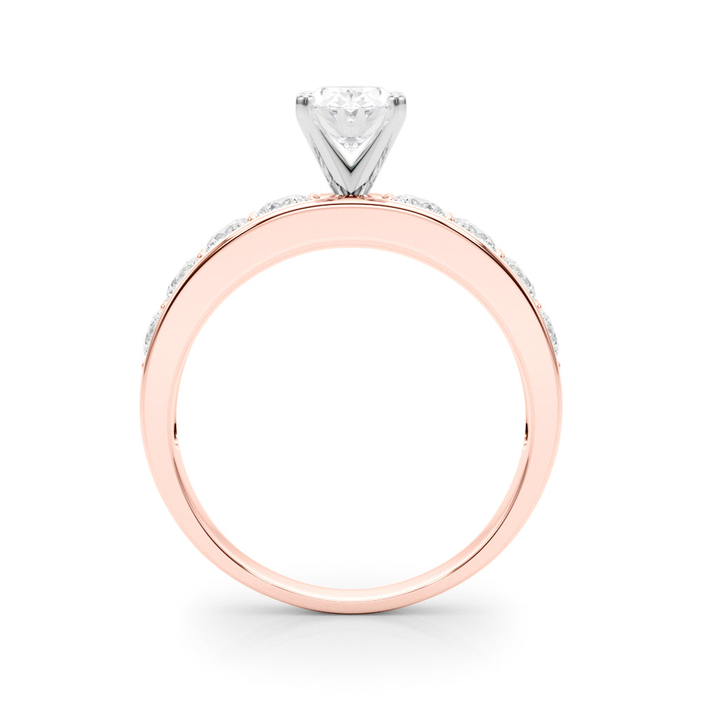 Rose gold Oval Cut Channel Set Diamond Engagement Ring with Four-Prong Setting 2