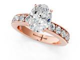 Rose gold Oval Cut Channel Set Diamond Engagement Ring with Four-Prong Setting_252