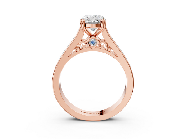 Rose gold Oval Cut Channel Set Solitaire Engagement Ring with Prong Setting