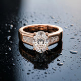 Rose gold Oval Cut Channel Set Solitaire Ring with Four-Prong Setting_21