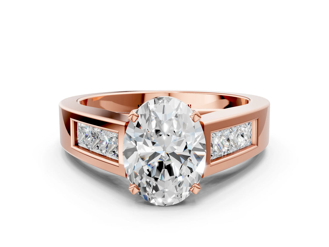 Rose gold Oval Cut Channel Set Solitaire Ring with Four-Prong Setting_6