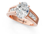 Rose gold Oval Cut Channel Set Solitaire Ring with Four-Prong Setting_7