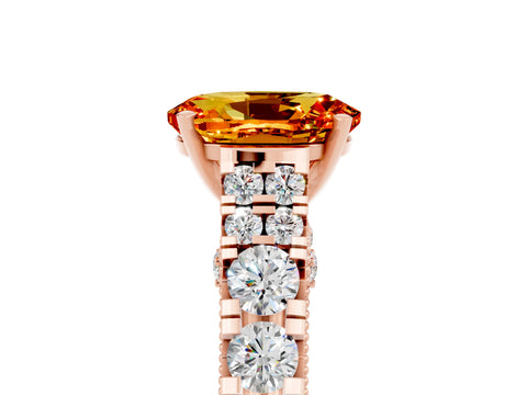 Rose gold Oval Cut Citrine Classic Solitaire Ring with Pavé Band and Four-Prong Setting_5