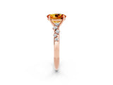 Rose gold Oval Cut Citrine Cluster Side Stone Solitaire Ring with Prong Setting_26