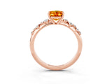 Rose gold Oval Cut Citrine Cluster Side Stone Solitaire Ring with Prong Setting_27