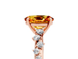 Rose gold Oval Cut Citrine Cluster Side Stone Solitaire Ring with Prong Setting_29
