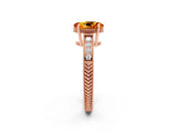Rose gold Oval Cut Citrine Engagement Ring with Milgrain Channel Set Band and Prong Setting_2
