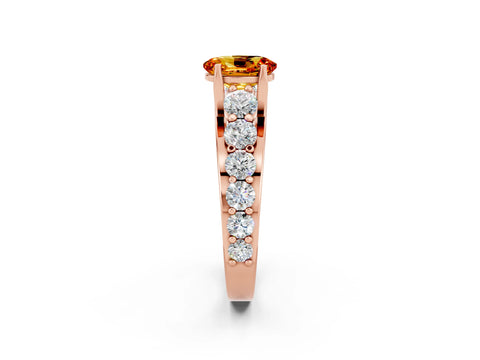 Rose gold Oval Cut Citrine Engagement Ring with Pavé Band and Four-Prong Setting_2