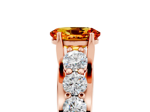 Rose gold Oval Cut Citrine Engagement Ring with Pavé Band and Four-Prong Setting_5