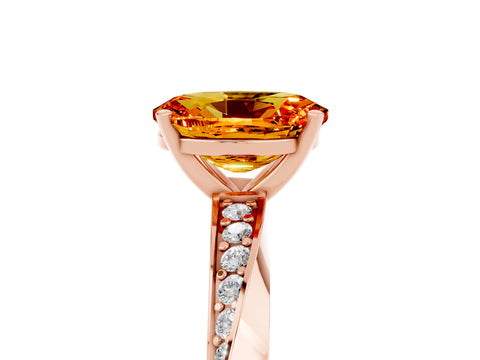 Rose gold Oval Cut Citrine Engagement Ring with Side Stone Accents and Four-Prong Setting_32