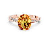 Rose gold Oval Cut Citrine Engagement Ring with Side Stone Accents and Four-Prong Setting_60