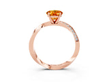 Rose gold Oval Cut Citrine Engagement Ring with Side Stone Accents and Four-Prong Setting_63