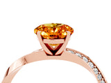 Rose gold Oval Cut Citrine Engagement Ring with Side Stone Accents and Four-Prong Setting_64