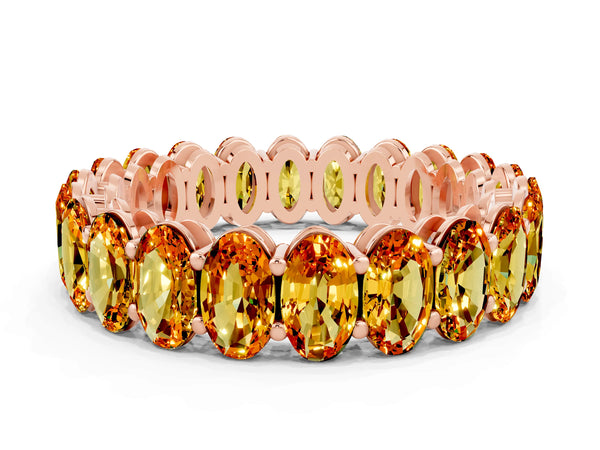 Rose gold Oval Cut Citrine Eternity Band with Shared Prong Setting