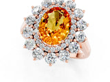 Rose gold Oval Cut Citrine Floral Double Halo Engagement Ring with Prong Setting_61