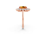 Rose gold Oval Cut Citrine Floral Double Halo Engagement Ring with Prong Setting_62